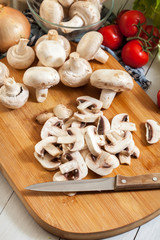 Fresh sliced white mushrooms