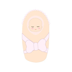 Newborn baby in envelope. Vector illustration. EPS10