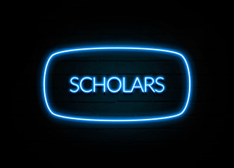 Scholars  - colorful Neon Sign on brickwall