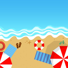 Summer sea and beach. Vector illustration