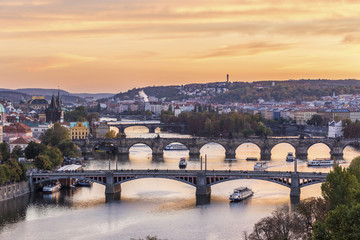 Fototapeta na wymiar Prague bridges view