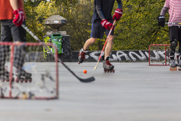 Street hockey low angle view