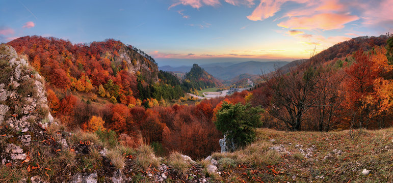 Mountain autumn landscape with colorful forest, Vrsatec, Slovakia
