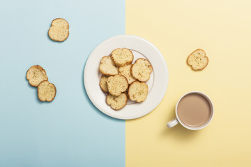cookies on the color paper background.