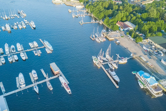 View from the drone of the marina