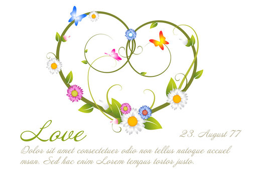 Love card template made from flowers