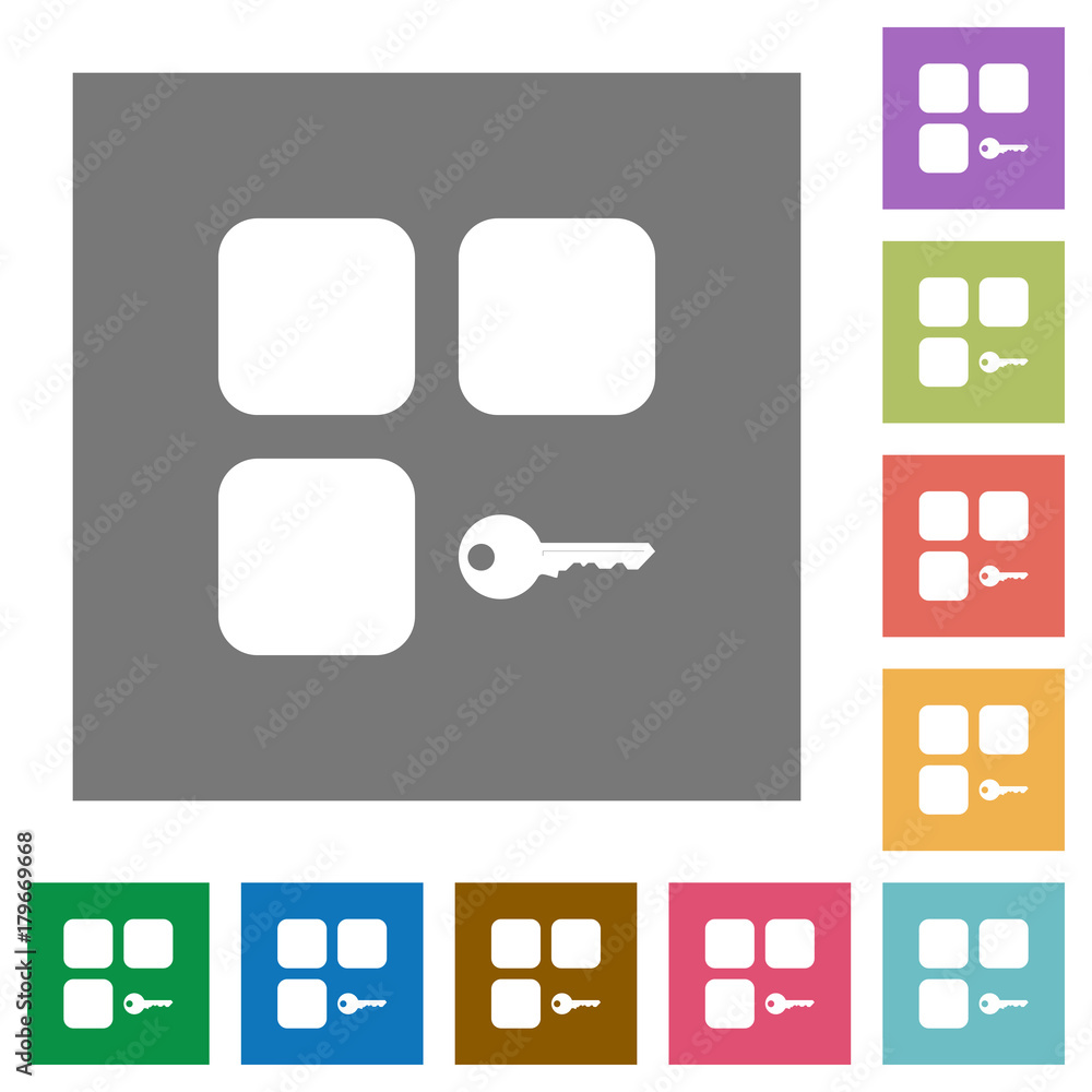 Poster secure component square flat icons