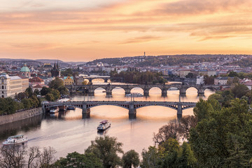 Fototapeta na wymiar Prague bridges view
