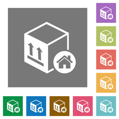 Package warehouse square flat icons