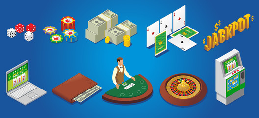 Isometric Casino Icons Set