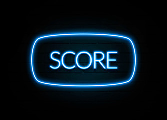 Score  - colorful Neon Sign on brickwall