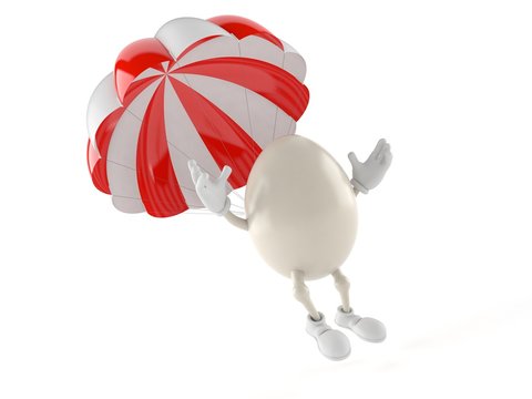 Egg character with parachute