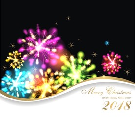 Hintergrund mit bunten Feuerwerk zum Jahreswechsel