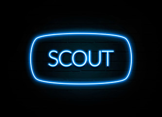 Scout  - colorful Neon Sign on brickwall