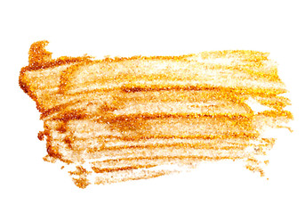 Fototapeta premium Gold Paint Glittering Textured Art Isolated on White Background