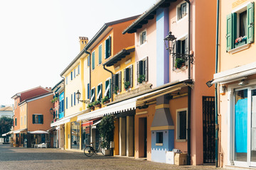 Fototapeta na wymiar Tourist district of the old provincial town of Caorle in Italy