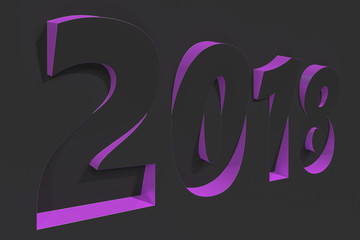 2018 number bas-relief on black surface with violet sides