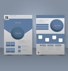 Flyer template. Business brochure. Editable A4 poster for design education presentation, website, magazine cover. Blue color.