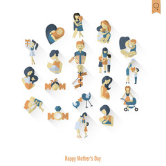 Fototapeta premium Happy Mothers Day Icons