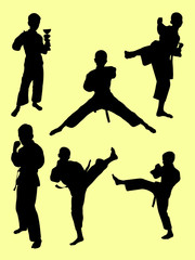 Karate kids silhouette, vector, illustration, detail.
