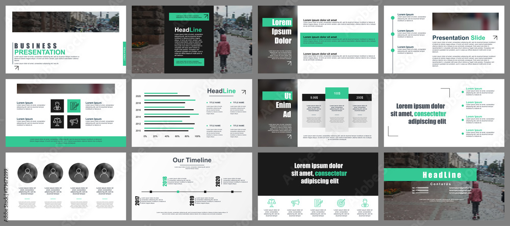 Poster Business presentation slides templates from infographic elements. Can be used for presentation, flyer and leaflet, brochure, corporate report, marketing, advertising, annual report, banner, booklet.