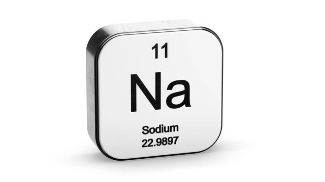 Sodium element symbol from the periodic table on white metallic rounded square icon