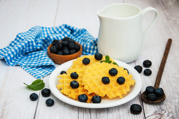 Waffles with blueberries