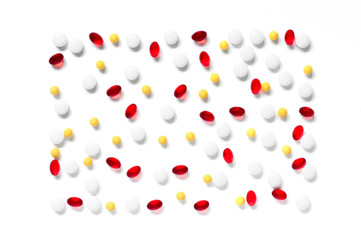 Pattern of various tablets on the white background