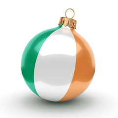 3D rendering Christmas ball with the flag of Ireland