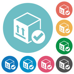 Package delivered flat round icons
