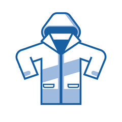 Line art illustration of snowboarding or skiing anorak. Sport jacket vector icon. Active lifestyle outerwear in outline design. © krugli