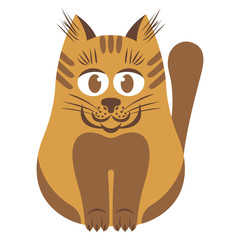 Cat cartoon yellow color vector illustration isolated. flat icon