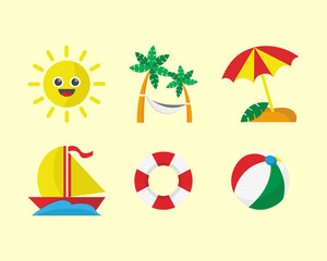 Beach Vacation Icon Set