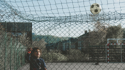 African American kid plays at playground