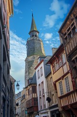Dinan. La tour de l'horloge. Côtes d’Armor. Bretagne