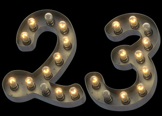 Metal retro sign lamp light font.