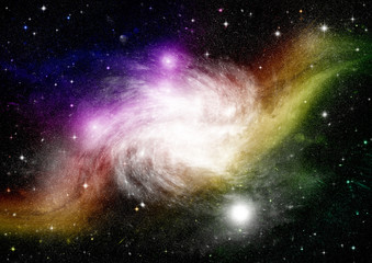 Stars, dust and gas nebula in a far galaxy