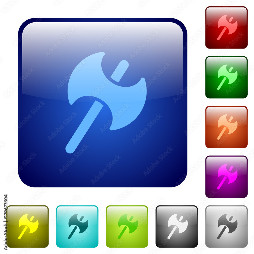 Poster two headed battle axe color square buttons