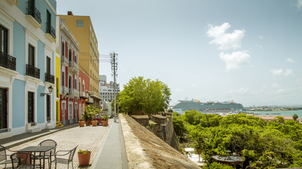 Colorful street in old San Juan town, Puerto Rico