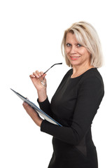 Portrait of a mature business woman with documents in hand