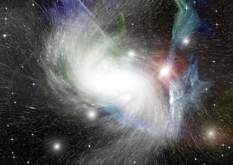 Stars, dust and gas nebula in a far galaxy