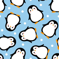 Naklejka premium Snowman Seamless Pattern Background, Christmas Vector illustration