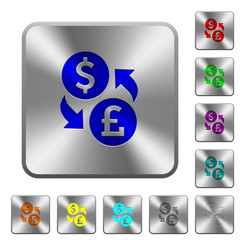 Dollar Pound money exchange rounded square steel buttons
