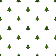 Obraz premium Christmas Tree Seamless Pattern, Cute Pine Tree Background, Vector illustration