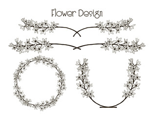 Obraz premium Vector Flower Design. Divider, Text Frame and Wreath