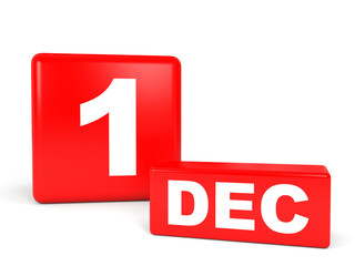 December 1. Calendar on white background.
