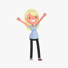 Female character in casual clothes: Vector illustration.