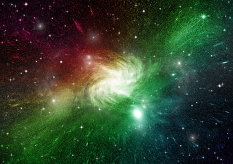 Stars, dust and gas nebula in a far galaxy