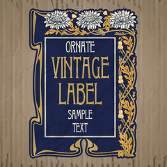 vector vintage items: label Art Nouveau