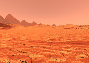 Fototapeta premium 3D Rendering Planet Mars Lanscape